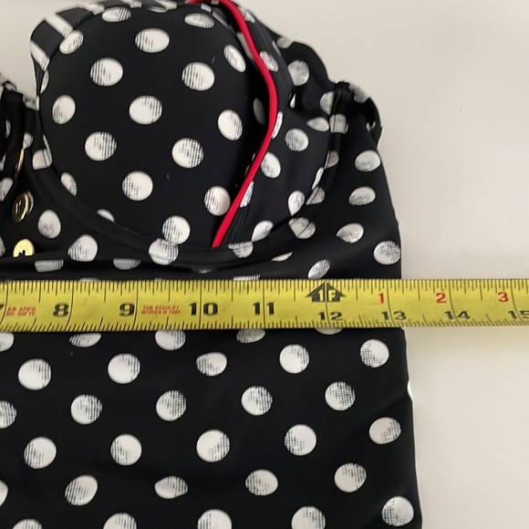 M (8-10) Santorini Collection polka dot tankini black/white/red/gold - Picture 7 of 8